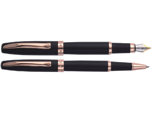 Комплект ручок (перо+ролер) в подарунковому футлярі L, чорний - 1