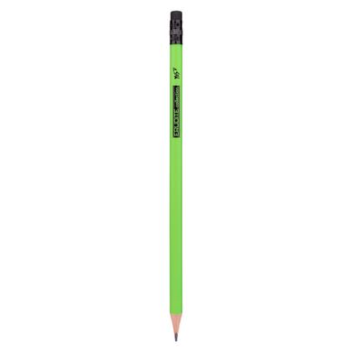 Олівець чорнографітний YES Erudite Neon трикутний з гумкою - 1
