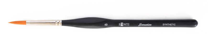Кисть художественная синтетика "Santi Sensation", короткая ручка с изгибом, круглая, №8 - 1