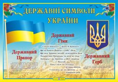 Плакат картонний А2 "Державні символи України" Підручники і посібники - 1