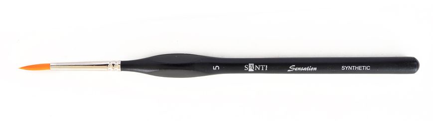Художній пензель, синтетика "Santi Sensation", коротка ручка з вигином, кругла, №5 - 1
