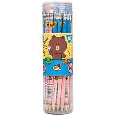 Карандаш чернографитный Yes Line Friends Sally and Cony круглый c ластиком - 1