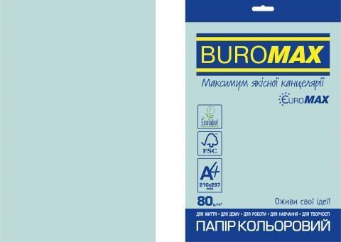 Бумага цветная PASTEL, EUROMAX, голубая, 20 л., А4, 80 г/м&sup2; - 2