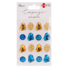 Стразы SANTI самоклеющиеся Diamonds синие, желтые, 16 шт - 1