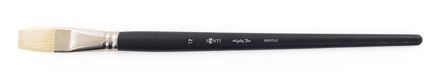 Художній пензель, щетина "Santi Highly Pro", довга ручка, плоский, №12 - 2