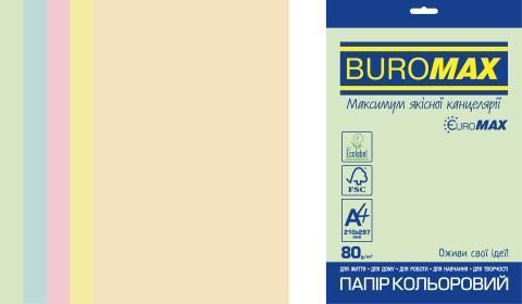 Набор цветной бумаги PASTEL, EUROMAX, 5 цв., 20 л., А4, 80 г/м&sup2; - 2