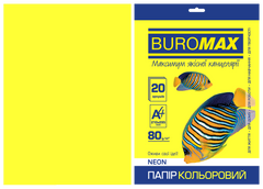 Бумага цветная NEON, желтая, 20 л., А4, 80 г/м&sup2; - 1