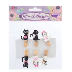 Набор прищепок деревянных декоративных Santi "Lovely kitties", 3,5см, 6 шт/уп - 1