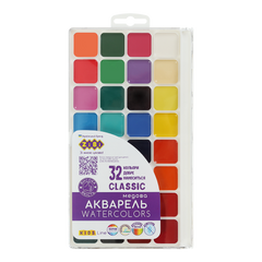 Акварель CLASSIC, 32 цвета, б/кист., пласт. корпус, KIDS Line - 1
