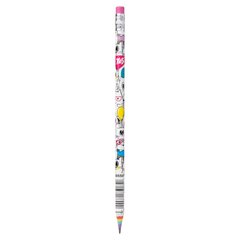 Олівець чорнографітний YES Happy colours з паперу круглий з гумкою - 1