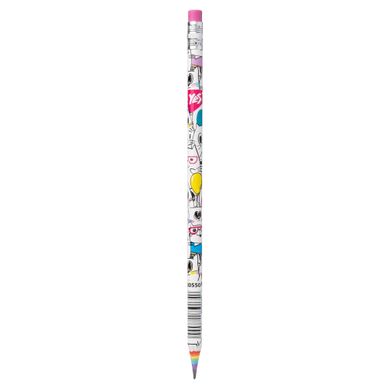Олівець чорнографітний YES Happy colours з паперу круглий з гумкою - 2