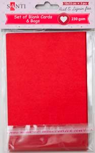Набір червоних заготівок для листівок, 10см*15см, 230г/м2, 5 шт - 1