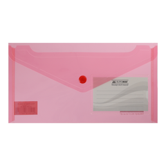 Папка-конверт TRAVEL, на кнопке, DL, глянцевый прозрачный пластик, красная - 1
