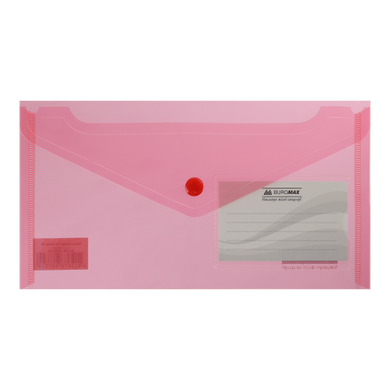 Папка-конверт TRAVEL, на кнопці, DL,глянцевий прозорий пластик, червона - 1