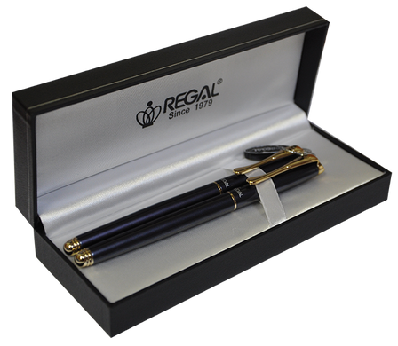 Комплект ручок (перо+ролер) в подарунковому футлярі L, перлинно-чорний - 1