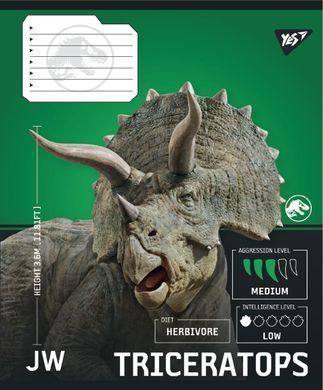 Тетрадь ученическая школьная Yes JURASSIC WORLD Strength and Power А5 12 листов косая линия - 5