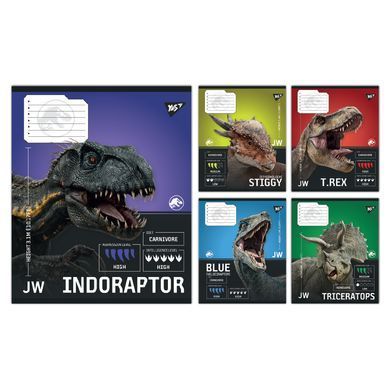 Тетрадь ученическая школьная Yes JURASSIC WORLD Strength and Power А5 12 листов косая линия - 6