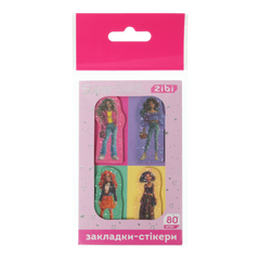 Закладки пластикові SUPER GIRL, з клейким шаром, 40x25 мм, 4 диз. по 20 арк. - 1