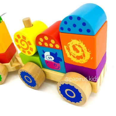 Дерев’яна іграшка "Дерев'яний поїзд-конструктор «Ферма»" TooKyToy - 6