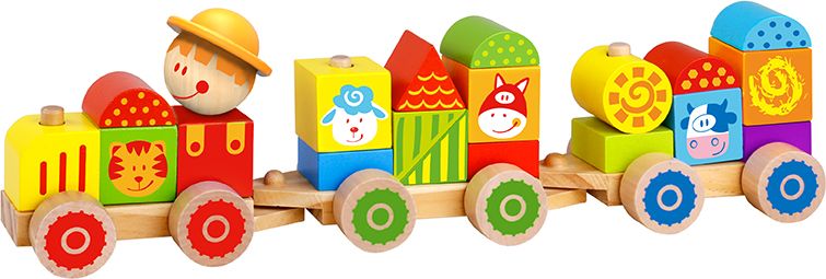 Дерев’яна іграшка "Дерев'яний поїзд-конструктор «Ферма»" TooKyToy - 5